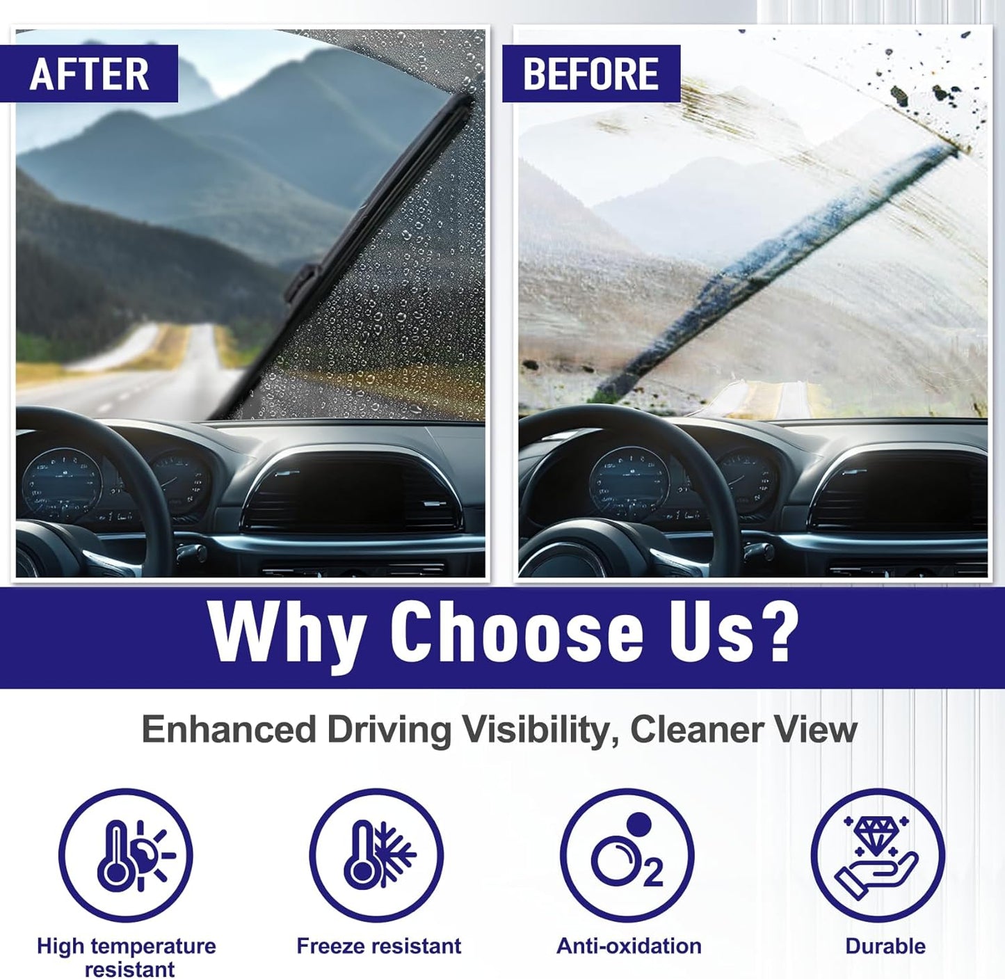 AJK Wiper Blades for Chevrolet Silverado 2019 2020 2021 2022 2023 2024, 2 Piece All Weather OEM Quality Automotive Replacement Windshield Wiper Blades for My Car
