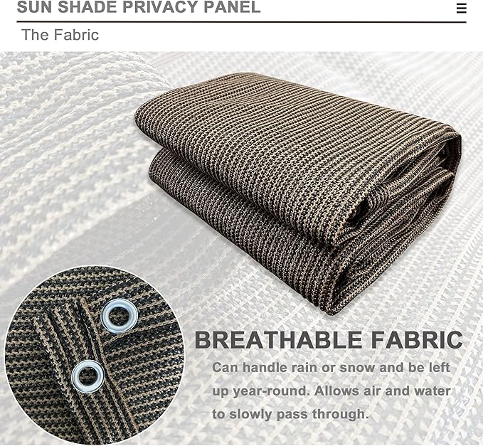 Sun Shade Privacy Panel with Grommets on 4 Sides for Patio, Awning, Window Cover, Pergola or Gazebo (Mocha Brown, 10' x 5')