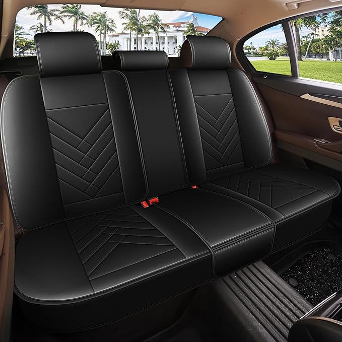 AOMSAZTO Car Seat Covers Full Set Fit for Nissan Rogue 2010-2025 2026 Waterproof Faux Leather Car Seat Cushions Automotive 5 Seat Covers Set(Black)