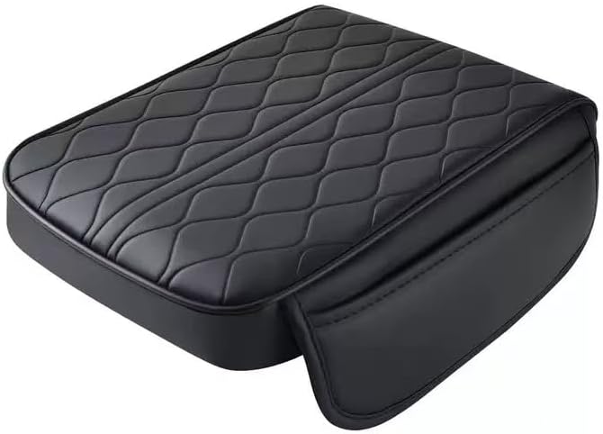 Center Console Armrest Cover Compatible with GMC Sierra1500/2500/3500 2019 2020 2021 2022 2023 2024 Leather Car Armrest Cushion Pad Protector Black Interior Accessories,Black
