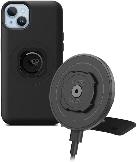 Quad Lock Adhesive Dashboard/Console Car Phone Holder Kit with MAG Wireless Charging Head V2 and MAG Phone Case for iPhone 14 Plus