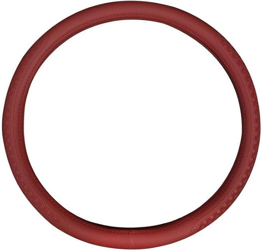 Corium Leather Steering Wheel Cover Rubber Inner Ring All Car Universal Four Seasons Universal Anti-Slip15 16 17 18 19 inch for Truck (red, 15inch)