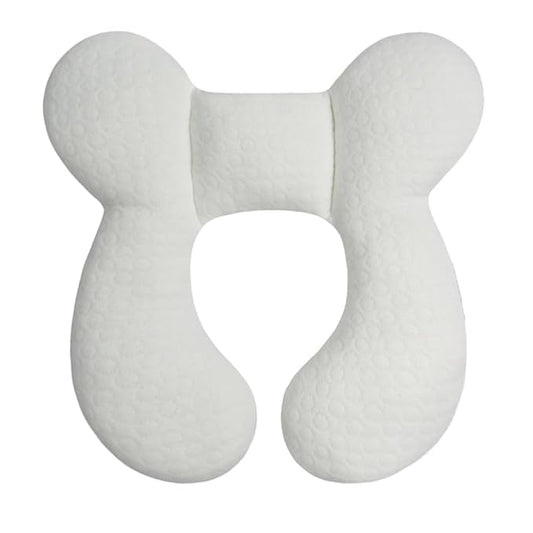 Upgraded Baby Head Support Pillow for Newborn Toddler, Soft Cotton Baby Travel Pillow for Car Seats and Strollers for Baby, White