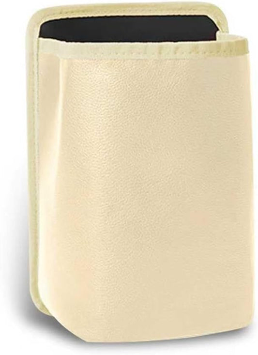 SLIMI 1 PC Car Seatback Organizer, Multifunctional Leather Car Organizer Back Seat, Waterproof Suspension Car Trash Can, Universal Cars Seat Travel Storage Bag (Beige)