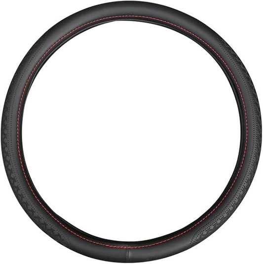 Wood Car Steering Wheel Cover Rubber Inner Ring All Car Universal Four Seasons Universal Thin Fiber Leather Anti-Slip 16 17 18 19inch for Truck (19inch, Black)