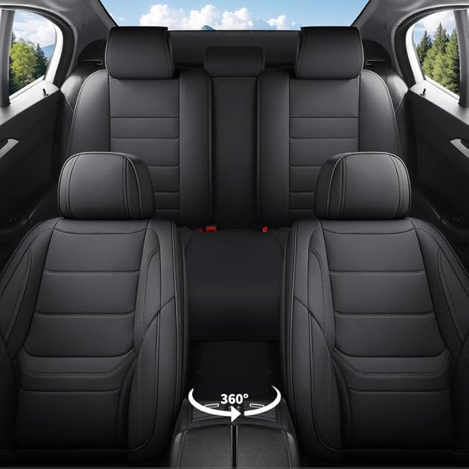 Car Seat Covers Custom Fit for Chevrolet/Chevy Bolt 2016-2026, Premium Faux Leather Waterproof Car Seat Protectors with Lumbar Support, Breathable Anti-Slip Easy to Install(Black,Full Set)