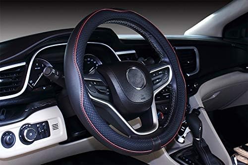 Mayco Bell Universal Standard Size Steering Wheel Cover Anti-Slip,Safety,Soft,Breathable,Durable,Full Surround,Comfortable Grip Microfiber Leather (14.5-15 inch,Wine Red)