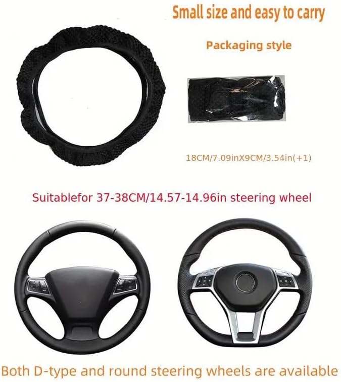 Elastic Stretch Steering Wheel Cover,Warm in Winter and Cool in Summer, Universal 15 inch, Microfiber Breathable Ice Silk, Anti-Slip, Odorless, Easy Carry (Black)