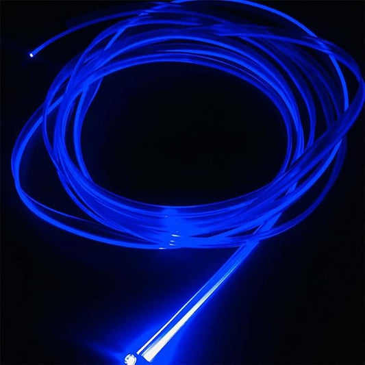 3m/9.8ft 5m/16ft Car Home LED Strip Ambient Light 2mm Plastic Optic Fiber Cable Skirt Tube Kit with 12V LED Light Source Illuminator (Blue,3m/9.8ft)