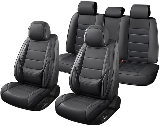 Car Seat Covers Full Set Fit for Buick Verano 2012-2017, Premium Faux Leather Waterproof Car Seat Protectors with Lumbar Support, Breathable Anti-Slip Easy to Install(Black,Full Set)