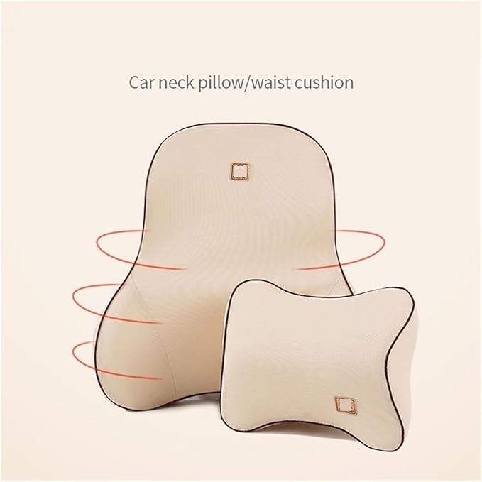 Car Driver Pillow Lumbar Support Back Cushion Fit for Seat Neck Pillow Washable Pillow Cushion(1 Set Black)
