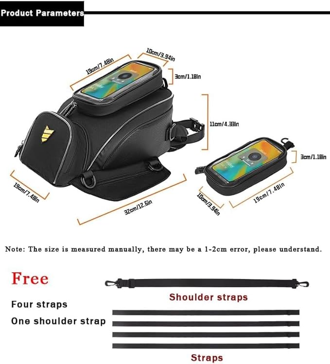 Motorcycle Tank Bag for Suzuki GSXR 750, Strong Magnetic Waterproof Oxford Black Motorbike Quick Release Pannier Bag