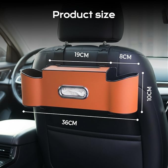 3-in-1 Car Backseat Organizer, 2026 New Multifunctional Back Seat Car Organizer with Cup Holder, Tissue Box, Trash Bin & Hooks for Hold Phones, Snacks, Drinks, Handbags (1, Black)