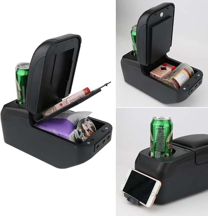 AULPHIKE Compatible with Nissan March Micra Armrest 2011-2016 Center Console Organizer Armrests Double Layer Storage Space with USB Ports