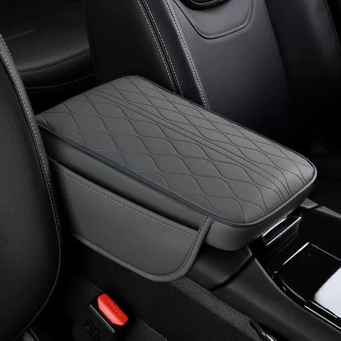 1 Pack Car Center Console Cover Custom Fit for Alfa Romeo Stelvio 2017-2021 2022, Leather Memory Foam Armrest Cushion Protector, Anti-Scratch Durable Armrest Pad,Grey