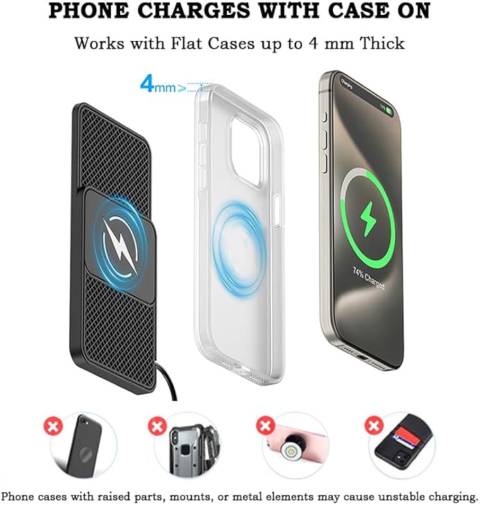 Car Charger for Ram 1500 2019 2020 2021 2022 2023 2024 2025, 20W Fast Charging Pad for Phones, Plug & Play Cord-Free Charging Pad with Step Design for Commutes Home Travel Use,B USB 30cm