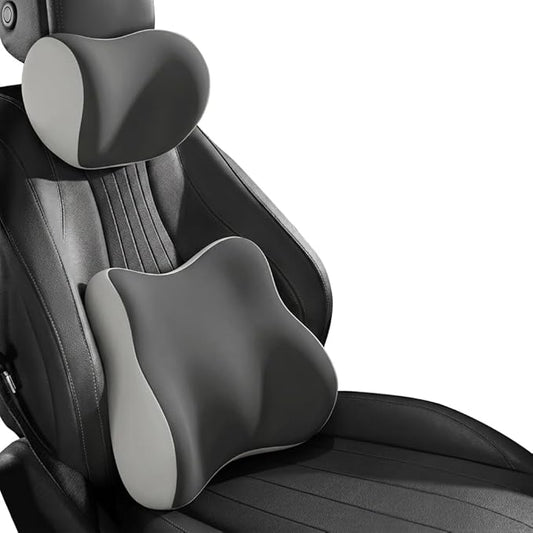 Car Headrest Pillow & Lumbar for Audi A3 2002-2020, Car Seat Neck Pillow Back Support, Breathable All-Season Automotive Seat Cushions, 2PCS,C Dual Gray