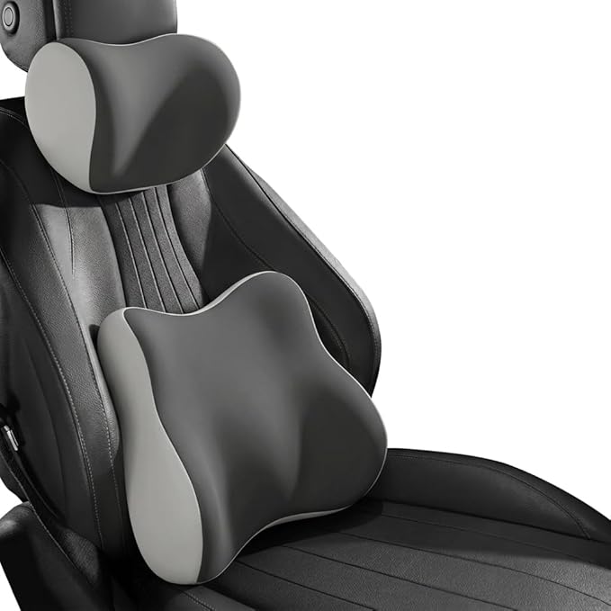 Car Headrest Pillow & Lumbar for Audi A4 Q3 A6 C5 A4 B8 A3 8P Q2 Q5 A1 A3 A7 A8 Q7 Q5L Sq5 RS, Car Seat Neck Pillow Back Support, Breathable All-Season Automotive Seat Cushions, 2PCS