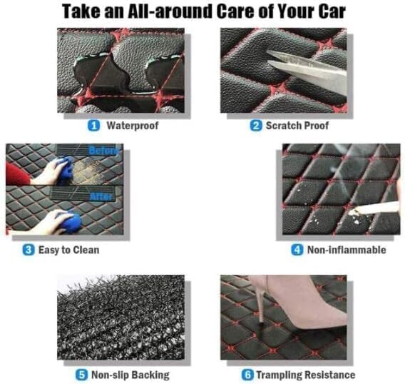 Custom Car Floor Mat Compatible with 97% Car Models Luxury Leather All Weather Waterproof Anti-Skid Full Coverage Car Mats (Blue with Black)
