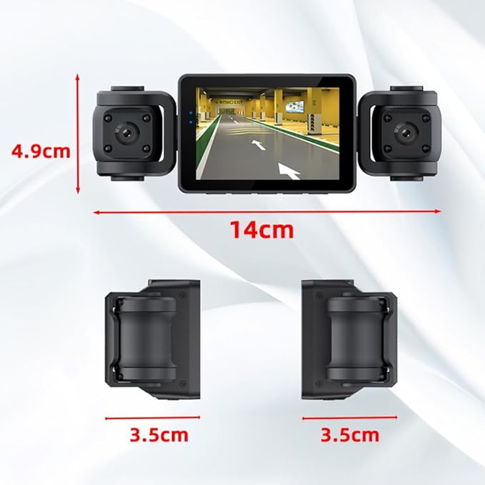 Dash Cam 4 Channel HD Front and Rear Inside Left Right Car Camera Dashcam Voice Control Wide Angle Night Vision, 24H Parking Mode (Only)