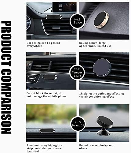 SALEX Flat Magnetic Phone Mounts 2 Pack. Black & Silver Cell Phone Holder for Car Dashboard, Truck. Universal Stick on iPad Wall Magnet Mount Kit for Tablets, Smartphones. Phone Car Mount for iPhone