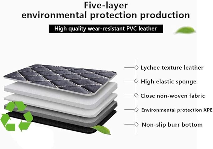 Custom Fit Car Floor Mats - Full Coverage Automotive Leather Floor Liners for Most Vehicles by MingyunSM (Black White)