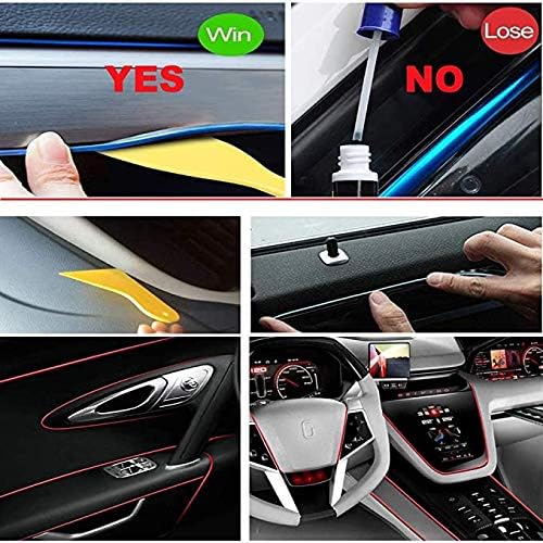 MaxLax El Wire Blue Interior Car LED Strip Lights, 10m neon Wire 12V with Fuse Protection for Automotive Car Interior Decoration with 6mm Sewing Edge