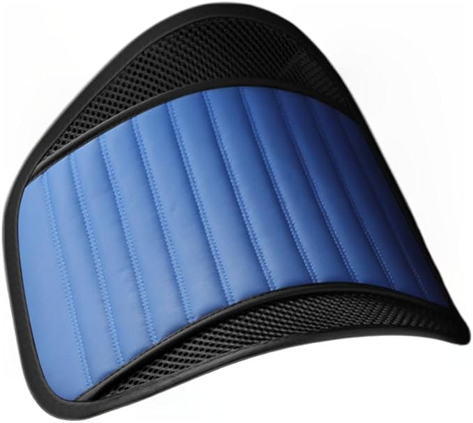 Premium Car Interior Back Support - Versatile Lumbar Cushion for Driver Seat with Breathable Fabric and Adjustable Strap. (1, Blue)