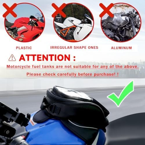 Motorcycle Tank Bag for Triumph Street Triple 2017-2023, Magnetic & Strap Mount Tank Bag for Motorcycles, Motorcycle Touring Navigation Luggage Bag Tank Bags, B Magnetic