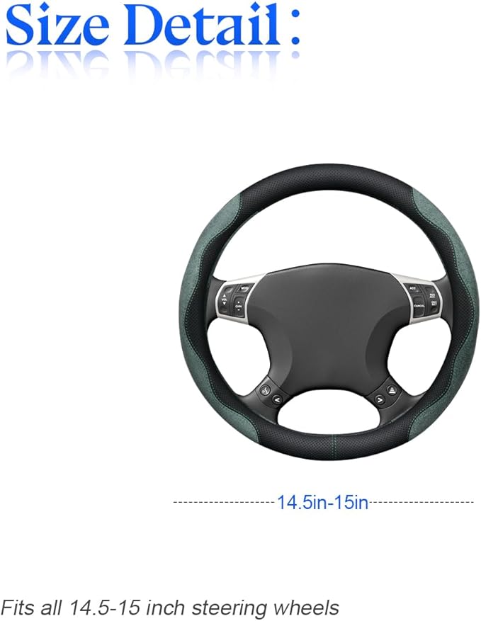 zipelo 14.5"-15" Car Steering Wheel Cover, Auto Interior Wheel Protector with Durable Soft Breathable Anti-Slip Linging Leather, Universal for Vehicles Trucks SUVs Accessories for Men Women (Coffee)