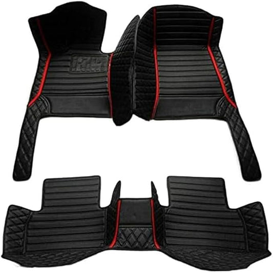 Custom Personalized Floor Mats for Cars，Luxury Full Coverage All Weather Car Floor Mats，Anti-Slip Leather Car Mat Set ，Custom Floor Mats for 99% of Cars, Trucks & SUVs (Black Red 1)