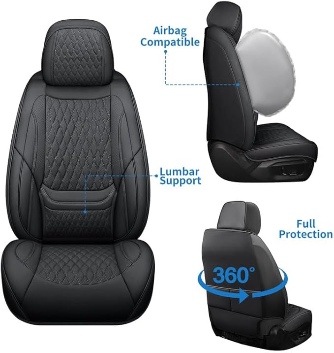 Car Seat Covers Full Set Custom Fit for Mercury Mountaineer 1997-2010 - Premium Faux Leather with Lumbar Support | Breathable, Waterproof, Anti-Slip, Durable (Black,Full Set)