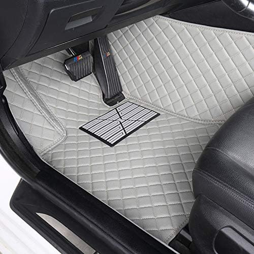 Custom Floor Mats for Cars fit 95% Sedan SUV Sports Car Full Coverage All Weather Men Women Pads Protection Non-Slip Leather Floor Liners (Black Brown Stitching)