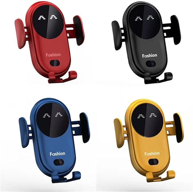 Smart Car Wireless Charger Phone Holder, Fashion Car Charger, Smart Sensor Car Wireless Charger, Automatic PhoneHolder forCar, for All Phone (Yellow)