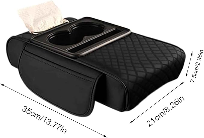 Car Armrest Pad for Toyota RAV4 XA50 RAV 4 2019-2024, PU Leather 5-in-1 Armrest Storage Box Center Console Cover Armrest Cushion Arm Rest Cushion Pads with Cup Holders and Tissue Box, G/Red