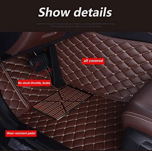 Custom Floor Mats for Cars，Luxury Full Coverage All Weather Car Floor Mats，Leather Car Mat Set ， Floor Mats for 99% of Cars, Trucks & SUVs (Red Beige)