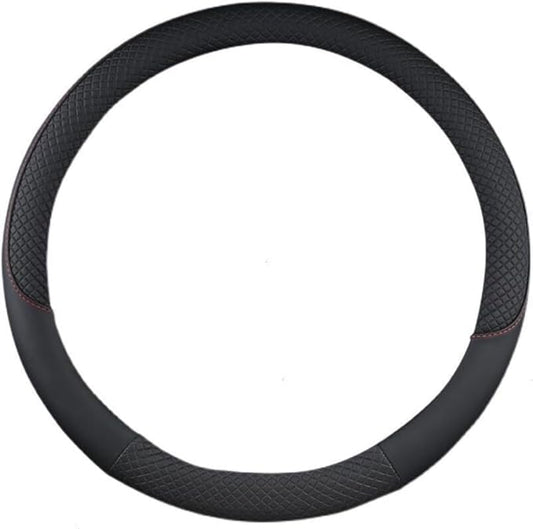 Car Semi Truck Van Leather Steering Wheel Cover Fits 14 15 16 17 18 19 Inch Maximum Grip Non Slip Durable Universal Fit for Most Vehicles (42cm/16.5in,Black)