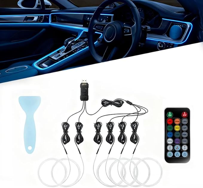 Car LED Lights Interior for Acura TLX 2015–2025, 6 in 1 Ambient Lighting Kit with Remote Control, Car USB LED Strip Lights with Sync to Music, for Cars Trucks SUVs, 8m
