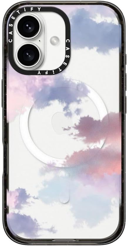 CASETiFY Impact Case for iPhone 16 [Slim / 8.2 ft. 4X Military Grade Drop Protection/Compatible with Magsafe] - Clouds - Clear Black
