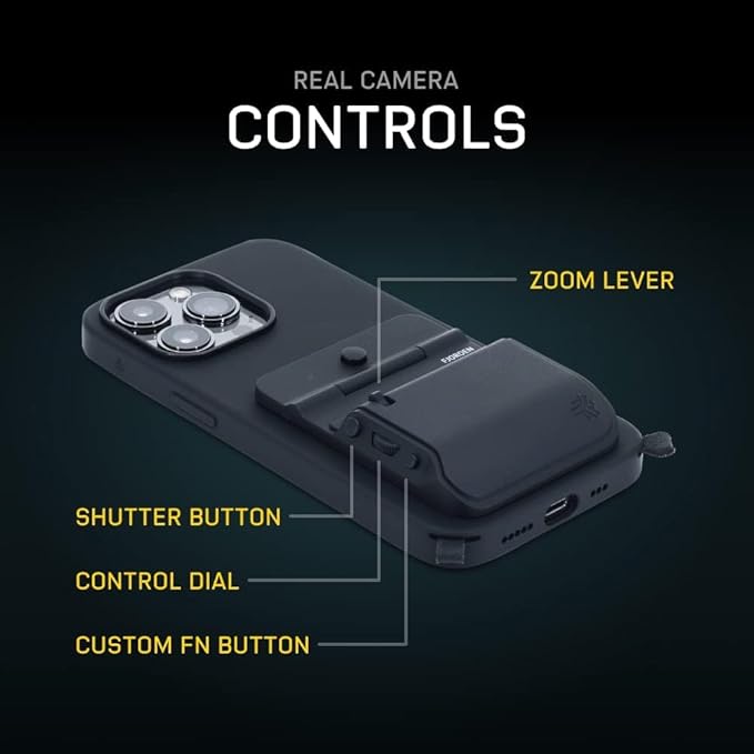 FJORDEN Pro Bundle for iPhone 16 Pro Max - Includes Fjorden Camera Grip, (MagSafe Compatible) iPhone Case, Black Rope Strap & Carry Case - Shoot Like A Pro with Your iPhone