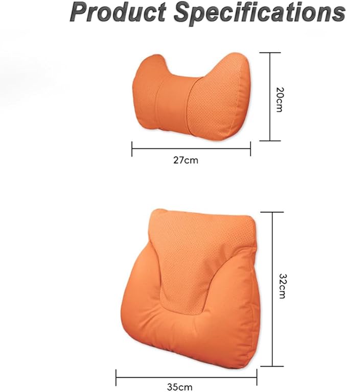 Car Neck Pillow Set for BMW M5 Touring 2025, Leather Car Headrest Lumbar Support Waist Backrest Head Support Cushion,Brown