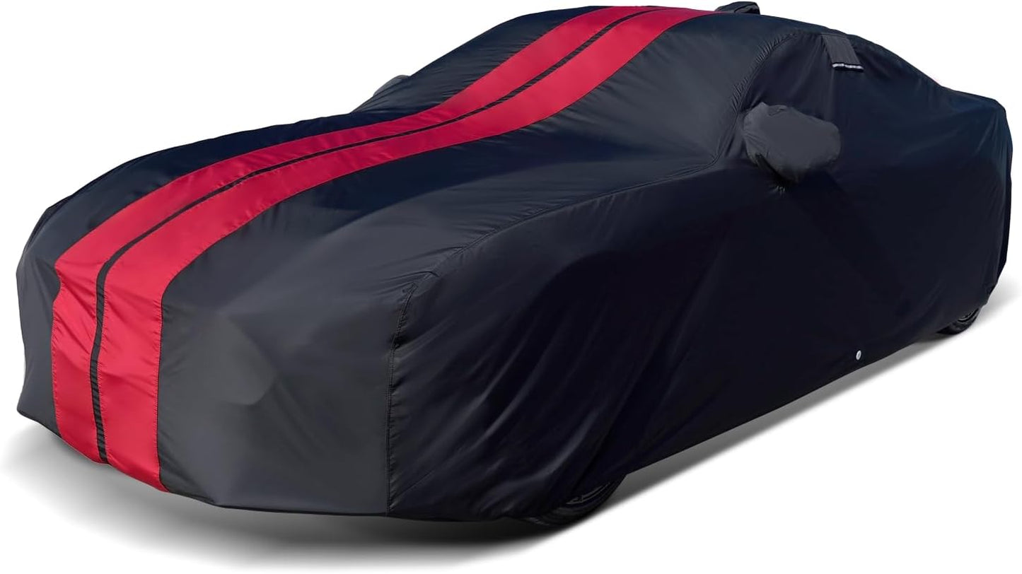 iCarCover Custom SUV Cover for Pontiac Trans AM (1982-1990) Waterproof All-Weather Rain Snow UV Sun Protector Full Exterior Indoor Outdoor Car Cover (Stripe - Black/Red)