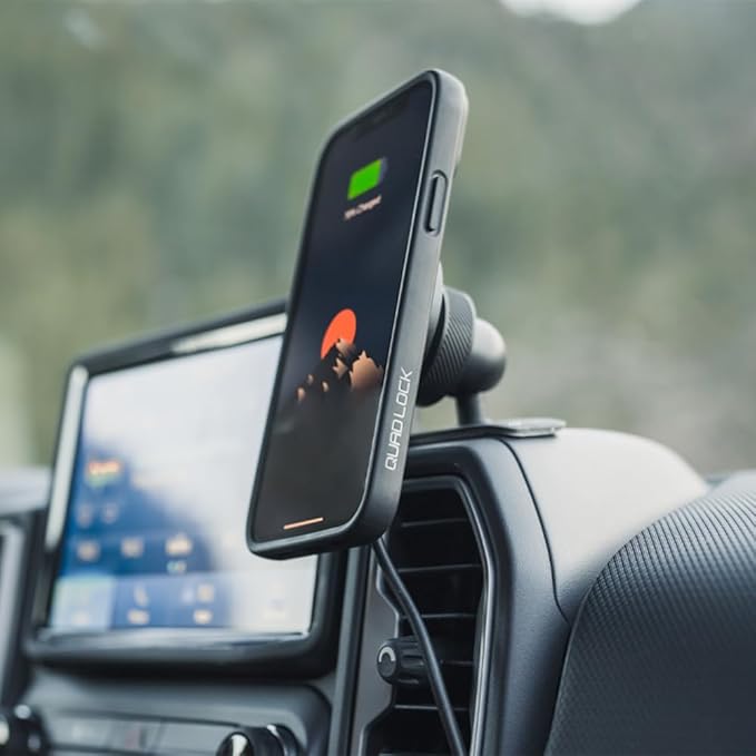 Quad Lock Adhesive Dashboard/Console Car Phone Holder Kit with MAG Wireless Charging Head V2 and MAG Phone Case for iPhone 15 Pro