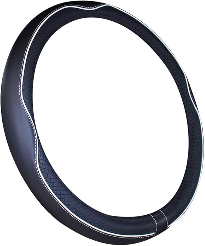 Mayco Bell Large Size Steering Wheel Cover Anti-Slip,Safety,Soft,Breathable,Durable,Full Surround,Comfortable Grip Microfiber Leather (15.5-16 inch, Black White)
