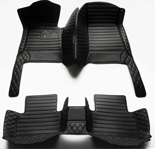 Custom Personalized Floor Mats for Cars，Luxury Full Coverage All Weather Car Floor Mats，Anti-Slip Leather Car Mat Set ，Custom Floor Mats for 99% of Cars, Trucks & SUVs (All Black)