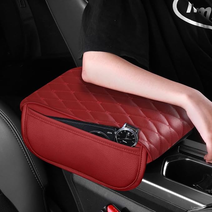 Universal Car Armrest Pad for Mini Countryman R60 F60 One/S/Cooper/JCW 2010-2024 Leather Armrest Box Center Console Cover Pad Waterproof Arm Rest Protector Decor Accessories,Beige01