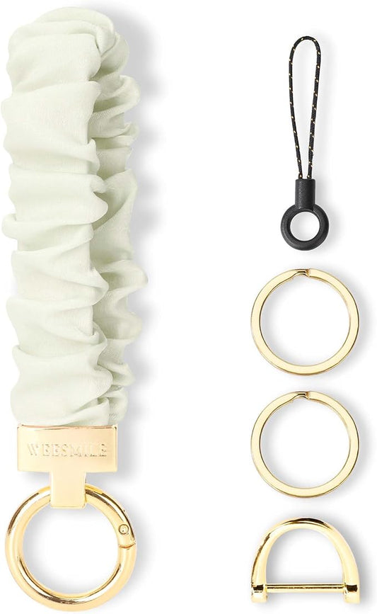 WEESMILE Keychain Wristlet, Stretchy Key Chain for Car Keys with D ring, Cute Scrunchie Wrist Bracelet for Women Men
