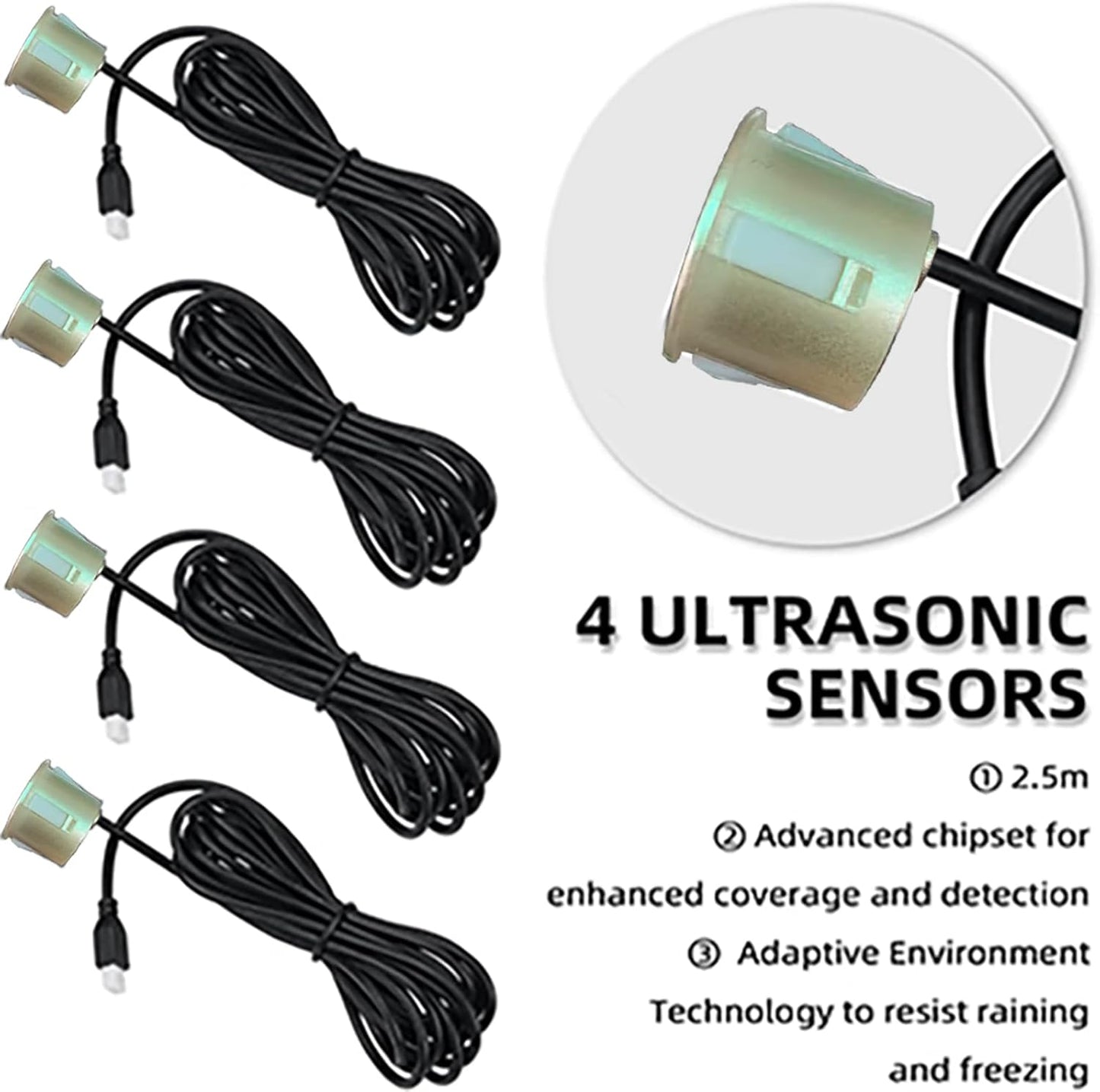 Car Reverse Backup Parking Sensor Radar System kit The LED Display with 3 Colors can Both Shows Distance Data and warn You with beep Sound Adjustable Volume Compact and Easy to Install (Blackbrown)