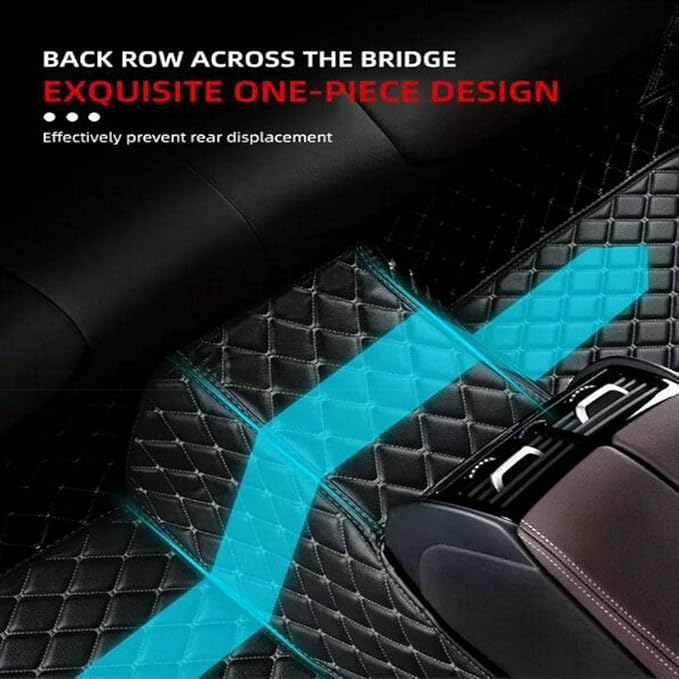 TREGOO All Weather Car Mats Custom Fit Non Slip Floor Mats for 1998-2025 Cars Personalized Leather Protection Pads Suitable for Men Women (Edge Orange Black Horizontal Bar)
