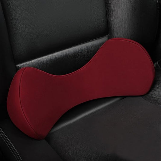 Memory Foam Car Seat, Car Lumbar Support Pillow Tailbone Support Cushions, Back Pad Massager Waist Cushion for Car Seat, Office Chair(1 Wine red)